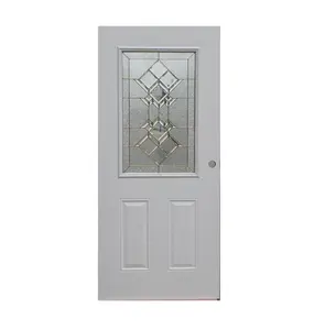 เรขาคณิต1/2 Lite 2แผงสีขาว32นิ้ว X 80นิ้วประตูเหล็กเข้า-ประตูกระจก Inswing ซ้าย