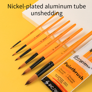 Set di 6 Pennelli per Pittura a Olio Giorgione Personalizzati con Manico in Legno e Setole in Nylon, Pennelli Acrilici Multiforma per Pittura Artistica - Product Image 2