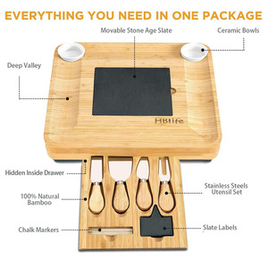Planche à fromage en bambou avec ensemble de couverts, couleur bois naturel, pour servir lors de fêtes - Product Image 4