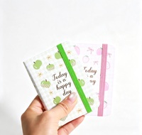 Carnet de poche A7 à couverture rigide avec élastique, motif fruits mignon, estampage à chaud, mini journal portable, petit agenda