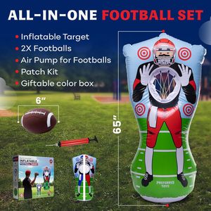 65” Inflatable Football Target <b>Net</b> Toss Game Double Sided Throwing Practice Stuff Backyard Tailgate Party Sports Toy Kids Adults - Product Image 1