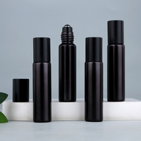 Botol Parfum Portabel SUMEEARA 10ml, Botol Kaca Hitam dengan Roller Bambu Matte dan Tutup Bola Logam untuk Minyak Atsiri