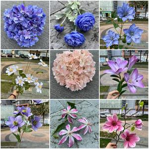 Monet jardín estilo elegante Floral ventana puerta <span class=keywords><strong>cabeza</strong></span> decoración grande púrpura azul mariposa Fondo flores simuladas para la belleza - Product Image 3