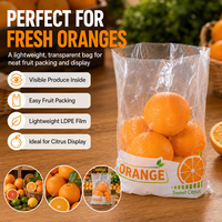 Voedselveilige transparante LDPE platte plastic verpakkingszak voor producten, heavy-duty, geperforeerd, voor het bewaren van vers fruit, mandarijnen etc.