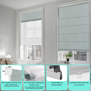 Persianas romanas de día y noche de doble capa con cortinas opacas y cortinas romanas filtrantes de luz para el hogar y la Oficina - Product Image 3
