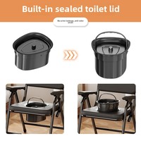 Chaise de toilette portable pliable en acier au carbone avec dossier carré pour personnes âgées, femmes enceintes, usage domestique mobile, équipement de sécurité pour salle de bain