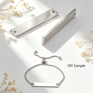 Rectangle Blank Stainless Steel Metal <b>Name</b> Label Custom Logo Metal <b>Tag</b> Two Holes Clothing and Bag Hardware Accessories - Product Image 1