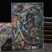 Carnet à couverture rigide en similicuir personnalisé sur le thème des lézards et geckos, motif exquis, journal d'écriture vintage, cadeau