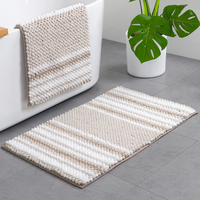 Tapis de bain en chenille tissée Muyu en gros, super absorbant, séchage rapide, mousse à mémoire de forme, antidérapant, lavable, avec support TPR