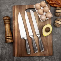 Ensemble de 5 couteaux de cuisine en acier inoxydable pour chef à domicile, avec manche ergonomique, couteau de chef, couteau à pain, couteau utilitaire, couteau à éplucher