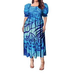 Venta al por mayor elegantes vestidos de graduación 2023 manga talla grande primavera nueva moda Hawaii estampado mujeres vestido largo ropa polinesia - Product Image 3