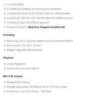Matek H743-WING V3 FC avec OSD intégré, capteur de courant BEC, configurateur Betaflight ou Inav pour avions RC FPV à aile fixe et drones