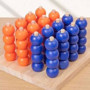 Fun Classic Logical Brain Teaser Toys Portable 3D Connect Four in a Row Wooden Strategy Game - Product Image 4