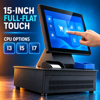 Caisse enregistreuse tactile POS 15 pouces à écran plat capacitif, processeur I3/I5/I7, Wi-Fi 6, Bluetooth 5.2, NFC, Windows 10, Android, garantie 1 an