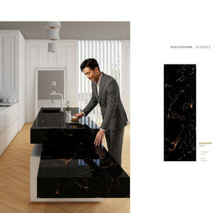 Emperador Gold 800x2400x18mm losa de porcelana mármol negro cocina Regal piedra sinterizada granito Artificial azulejos de cuarzo - Product Image 1