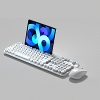 Clavier et souris sans fil Offre Spéciale Ensemble clavier ultra-mince chocolat à double mode Clavier de charge à touches rondes de style punk rétro