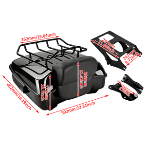 Bauletto Moto 10.7'' Chopped Tour Trunk con Schienale e Portapacchi per Harley Touring 2014-25 Road King Street Electra Glide - Product Image 5