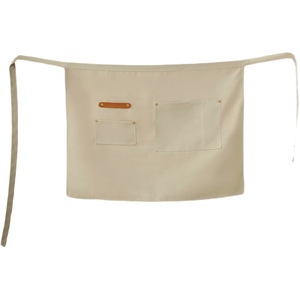 Tablier de serveur en toile et coton lin imperméable et résistant à l'huile, unisexe, demi-manches, <span class=keywords><strong>vêtements</strong></span> de travail pour la restauration et la <span class=keywords><strong>cuisine</strong></span>, logo imprimable en relief - Product Image 4