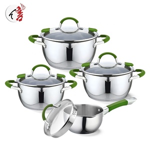 Bán buôn hình nón hình dạng 8 bức ảnh nấu ăn chậu và Chảo thép không gỉ <span class=keywords><strong>Cookware</strong></span> <span class=keywords><strong>Set</strong></span> với hai đổ môi - Product Image 1