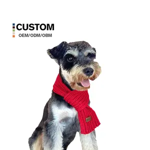 Classic Cotton Knitted Scarf Solid Style Pet Necklace For Winter And Fall Popular Dog Scarf