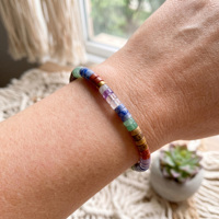Bracelet en pierres naturelles 7 chakras, perles de cristal énergétiques, fermoir en acier inoxydable, bijoux en gros