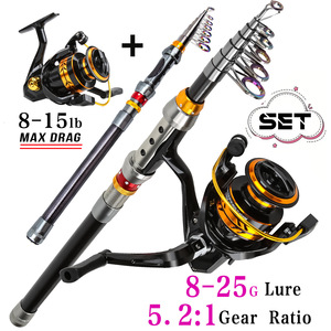 Combo de Caña de Pescar Telescópica de Fibra de Carbono <span class=keywords><strong>NARON</strong></span> con Carrete Giratorio, Kit de Accesorios, Mochila, Red de Pesca y Guantes para Pesca al Aire Libre - Product Image 5