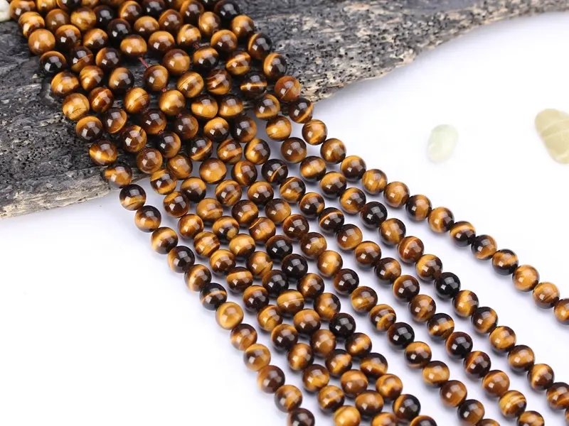 Natürlicher Tiger-Augen-Stein Perlen 4mm 6mm 8mm glatter runder Naturstein heilender lockerer Edelstein Tiger-Augen-Perlen zur Schmuckherstellung