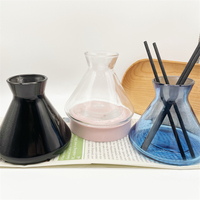 Diffuseur de parfum en verre sans flamme de 200 ml, forme conique, coloré, avec bâtonnets, emballage pour aromathérapie