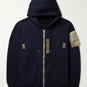 Custom Designer <b>Zip</b> up <b>Hoodie</b> Men Nylon-Trimmed Cotton Streetwear Fashion <b>Black</b> Hoodies Jacket - Product Image 5