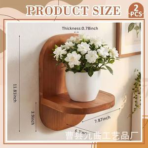 Wooden Wall Mounted Plant Display <b>Shelf</b> Oval Shape Multi Functional Storage <b>Rack</b> For Indoor Decor - Product Image 4