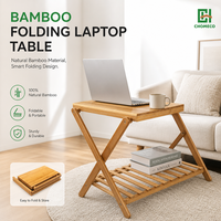CHOMECO Porte-bagages sur pied pliable à un niveau en bambou, organisateur de chaussures, rangement multifonctionnel et mobile pour hôtels et salons