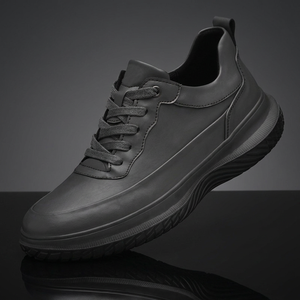 High Quality Men Black Mid Top Mesh Dad Sneakers Breathable <b>Big</b> Hole Mesh Vintage Leather Splicing Chunky Running Men Shoes - Product Image 5