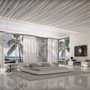 Cama ajustable de masaje, mueble de almacenamiento lujoso de cuero, tamaño King - Product Image 3