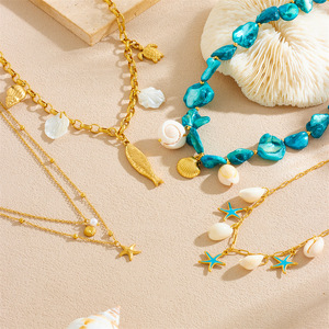 Qian Yue Beach Style Seashell Starfish Necklace Women's Stainless Steel Multi-element Jewelry Fashion Accessory - Product Image 3