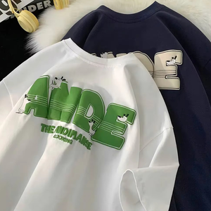 Summer Men Fashion 3d Puff Print Round Neck Short Sleeve Unisex Loose <b>Tshirts</b> 100% Cotton High Quality Custom T Shirt Printing - Product Image 2