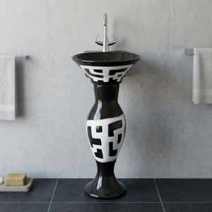 Lavabo de Pedestal Rectangular de Cerámica Tipo Twyford, Brillante y Fácil de Limpiar, para Baño - Product Image 5