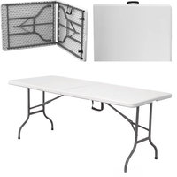 Table pliante d'extérieur pour réceptions et traiteurs, avec plateau en HDPE et structure en acier massif de 6 pieds.