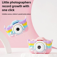 Étui en silicone pour appareil photo pour enfants avec motif de chat arc-en-ciel, écran IPS de 2 pouces, 48MP, photo, vidéo, médias sociaux, cadeau pour enfants X5