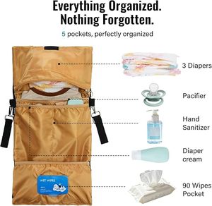 Sac à langer multifonctionnel compact pour bébé, organisateur de vêtements, sac de <span class=keywords><strong>rangement</strong></span> pratique avec poche pour lingettes humides, idéal pour l'hôpital et les voyages - Product Image 3