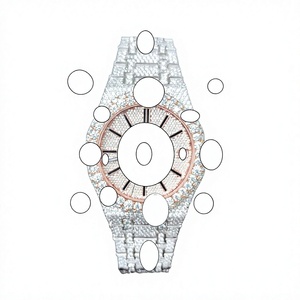 Montre automatique de luxe sportive en acier inoxydable avec cadran en cristal entièrement serti de moissanite, bracelet style hip-hop, mouvement mécanique unisexe - Product Image 1