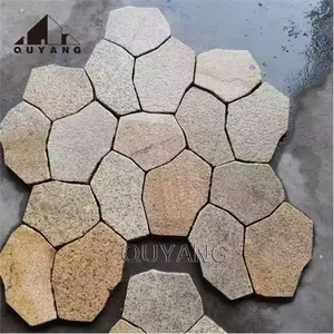 QUYANG Exterior Design Brown Sandstone Natural Culture Stone For Builds House Facades Boundary Ground Cladding Stones