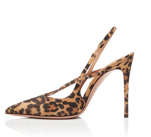 Stile alla moda scamosciato nero <span class=keywords><strong>Beige</strong></span> stampa leopardo Slingback tacchi alti <span class=keywords><strong>tacco</strong></span> sottile punta a punta per <span class=keywords><strong>scarpe</strong></span> da <span class=keywords><strong>donna</strong></span> pompe danza da sera - Product Image 3