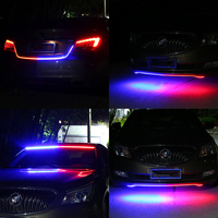 Bande lumineuse souple à LED pour voiture avec lumière en silicone à double clignotement rouge et bleu et changement automatique de bande lumineuse