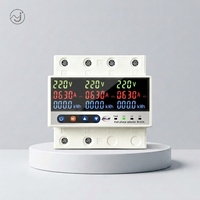 Sélecteur de phase automatique triphasé 63A avec compteur Kwh indépendant par phase, protection contre les surtensions, les sous-tensions, les surcharges et la perte de phase