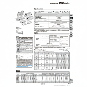 Table coulissante pneumatique SMC Pneumatics MXS16-75 pièces pneumatiques - Product Image 1