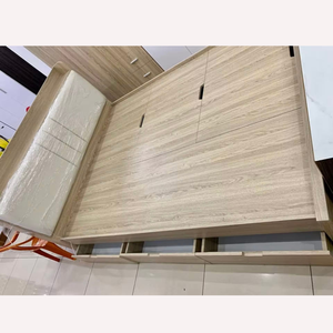 Cadre de lit de rangement moderne en bois massif avec espace de rangement relevable hydraulique, mobilier de chambre minimaliste - Product Image 3