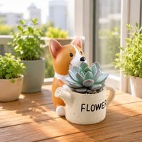 Pot de plantes en résine pour chien, unité de 2 pots de fleurs pour chiens animaux, Adorable dessin animé, jardinière succulente