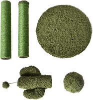 Griffoir pour chat d'intérieur en sisal et bois écologique, 4 niveaux, triple poteau, avec boule suspendue, grand modèle (27"H), vert