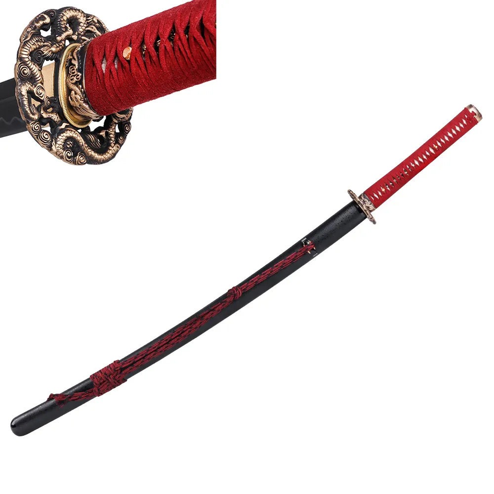 Espada de dragão vermelho mais vendida, lâmina artesanal real de alta qualidade para coleção