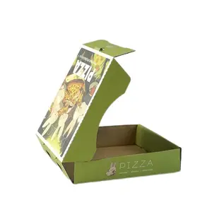 Hot Sale Wholesale Custom Logo Biodegradable Cartoon Corrugated Kraft Types of Pizza Boxes 33cm
